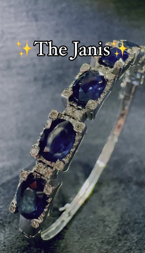 Natural Blue Sapphire 9.03ct & Diamond 0.56ct Bangle - image 2