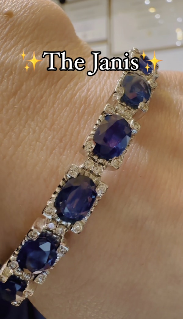 Natural Blue Sapphire 9.03ct & Diamond 0.56ct Bangle - image 3