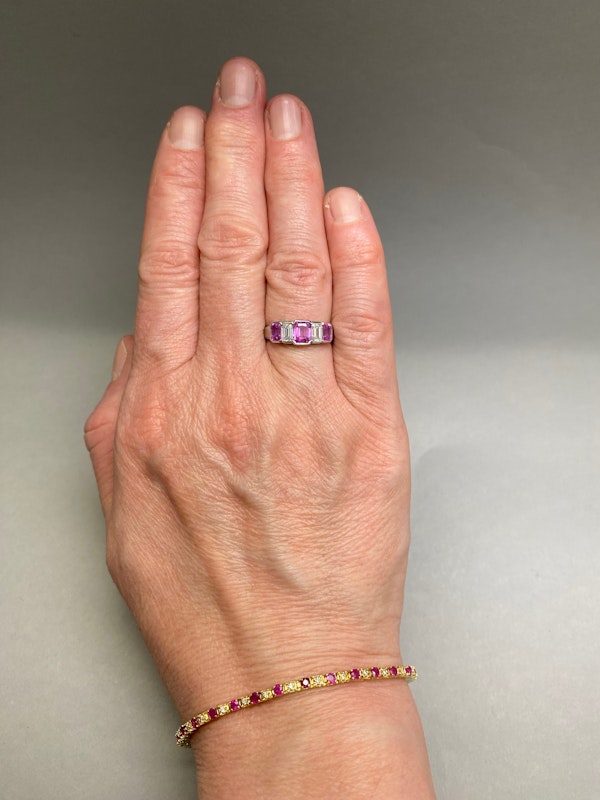 Pink Sapphire Diamond Ring in Platinum date London 2005, SHAPIRO & Co since1979 - image 7