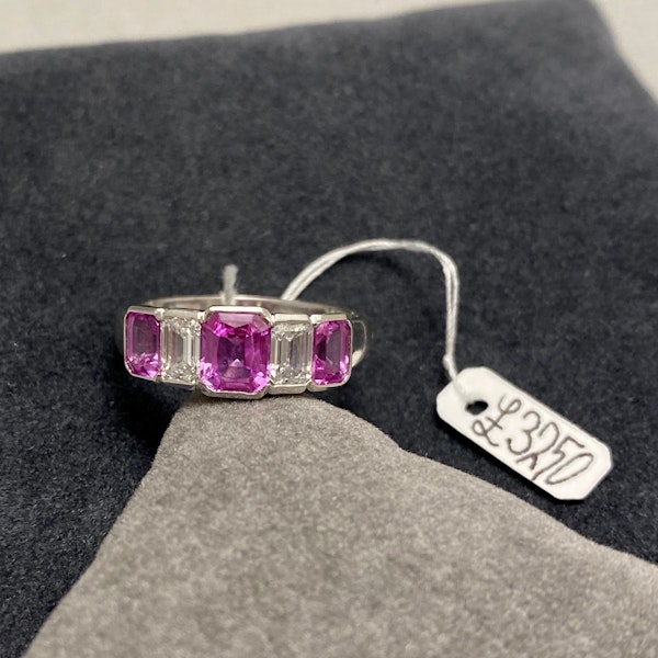 Pink Sapphire Diamond Ring in Platinum date London 2005, SHAPIRO & Co since1979 - image 8