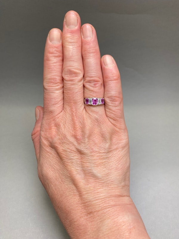 Pink Sapphire Diamond Ring in Platinum date London 2005, SHAPIRO & Co since1979 - image 2