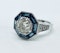 Art Deco Style, Diamond & Sapphire Ring - image 5