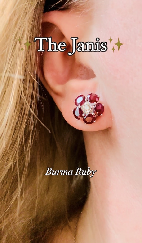 5.23cts Natural Burma Ruby & Diamond Earrings - image 2