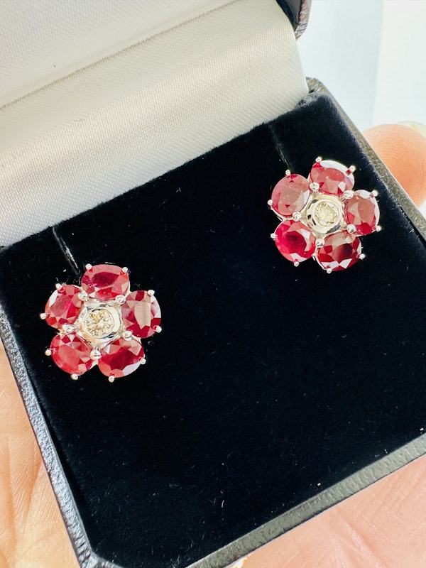 5.23cts Natural Burma Ruby & Diamond Earrings - image 6