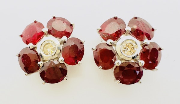 5.23cts Natural Burma Ruby & Diamond Earrings - image 1