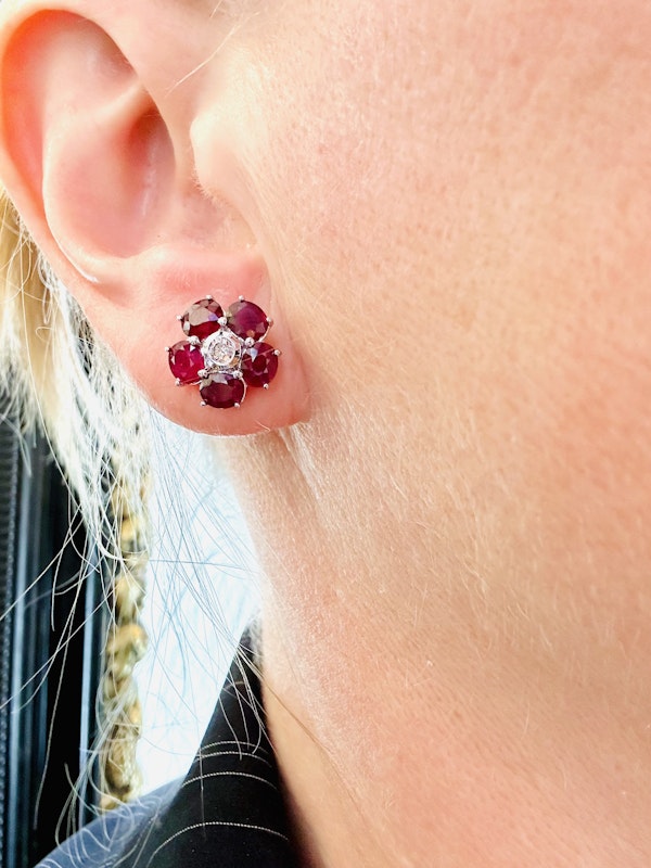 5.23cts Natural Burma Ruby & Diamond Earrings - image 5