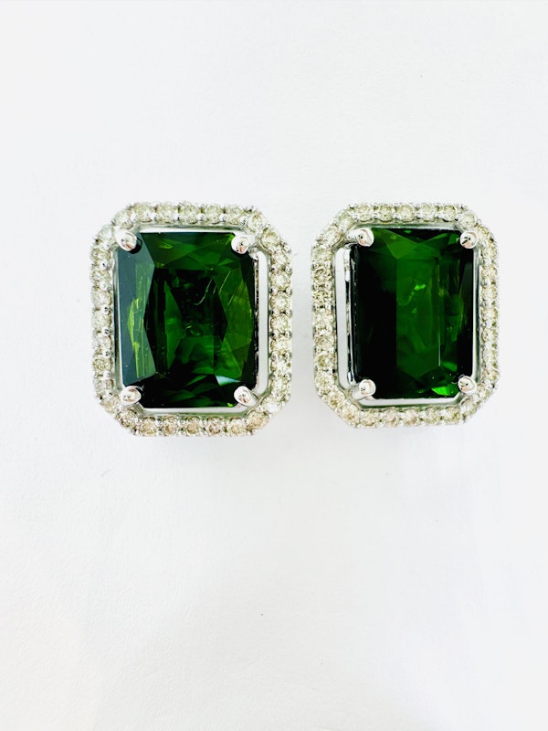 Green Tourmaline & Diamond Earrings - image 3