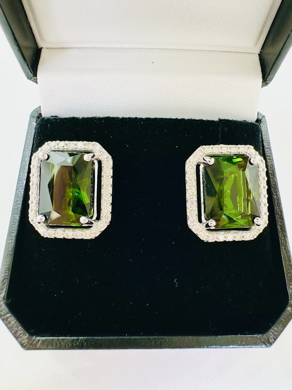 Green Tourmaline & Diamond Earrings - image 4