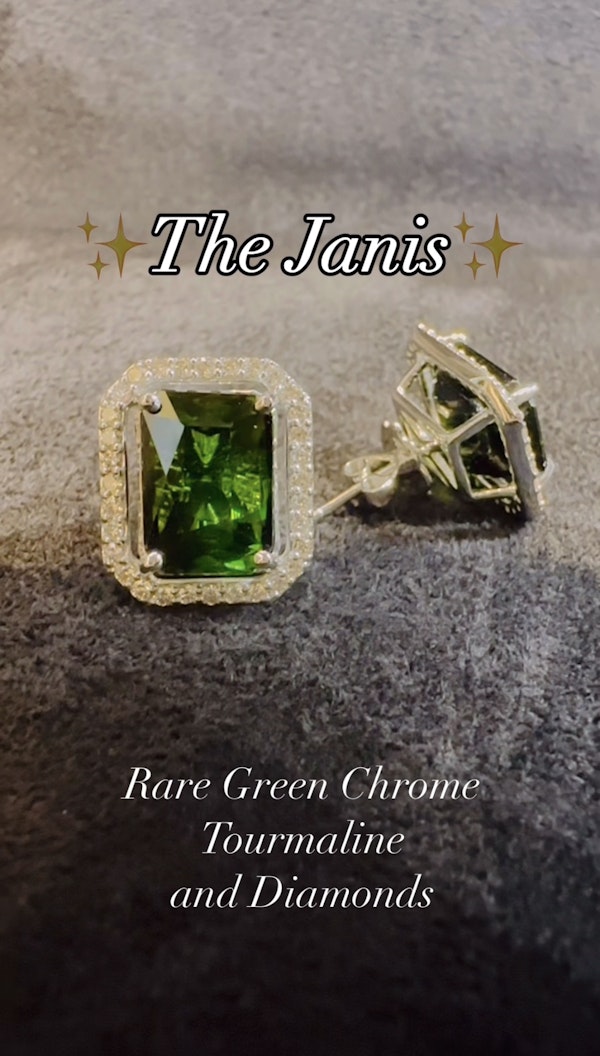 Green Tourmaline & Diamond Earrings - image 7