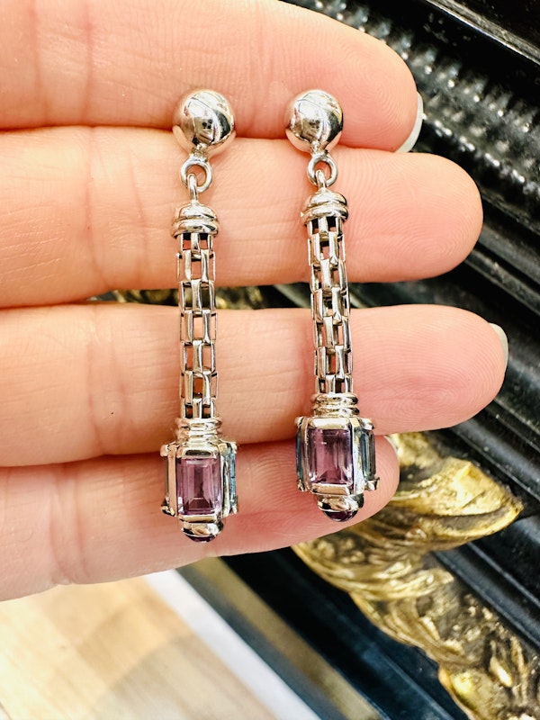 Vintage, Amethyst and Topaz Earrings - image 4