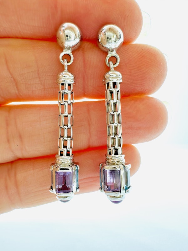 Vintage, Amethyst and Topaz Earrings - image 2