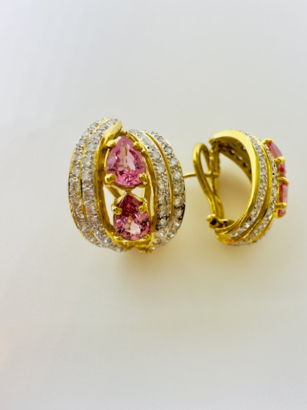 Natural Pink Sapphire & Diamond Earrings - image 5