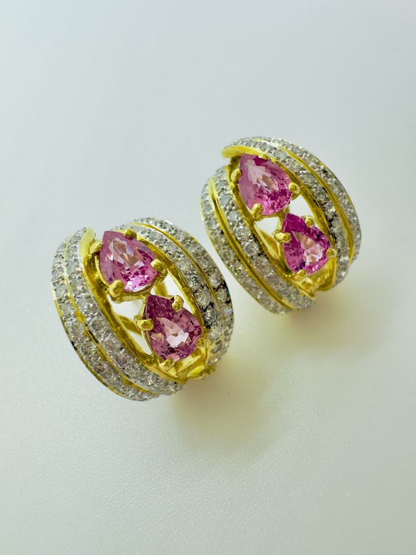 Natural Pink Sapphire & Diamond Earrings - image 4