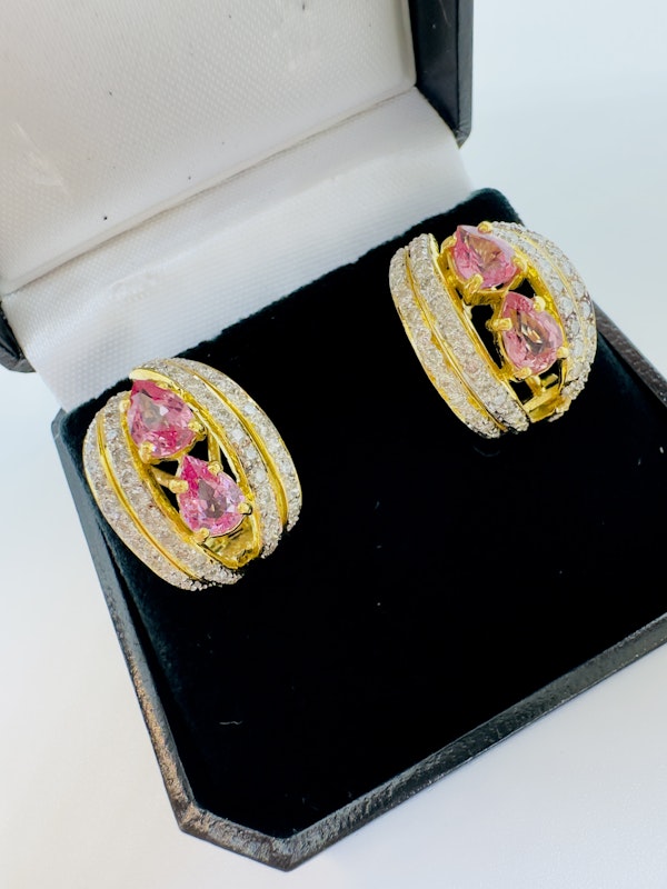 Natural Pink Sapphire & Diamond Earrings - image 6