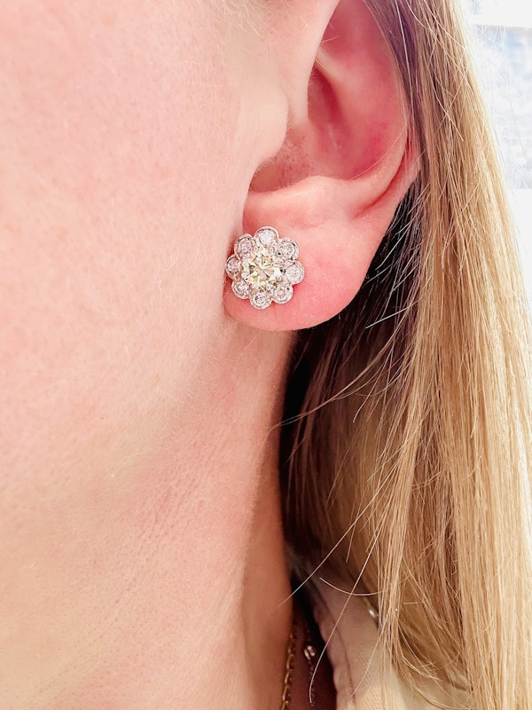 2.45ct Diamond Cluster Earrings - image 2