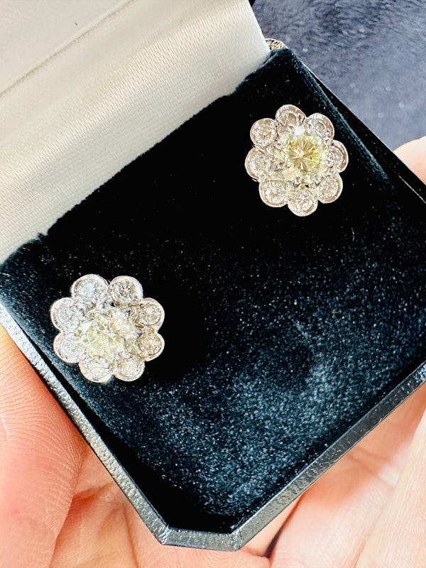 2.45ct Diamond Cluster Earrings - image 3