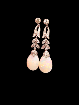 Antique opal and diamond drop earrings SKU: 7942 DBGEMS