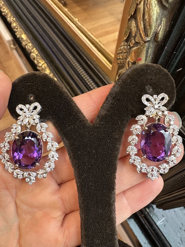 30.51ct Natural Amethyst & 3.00ct Diamond Earrings - image 4