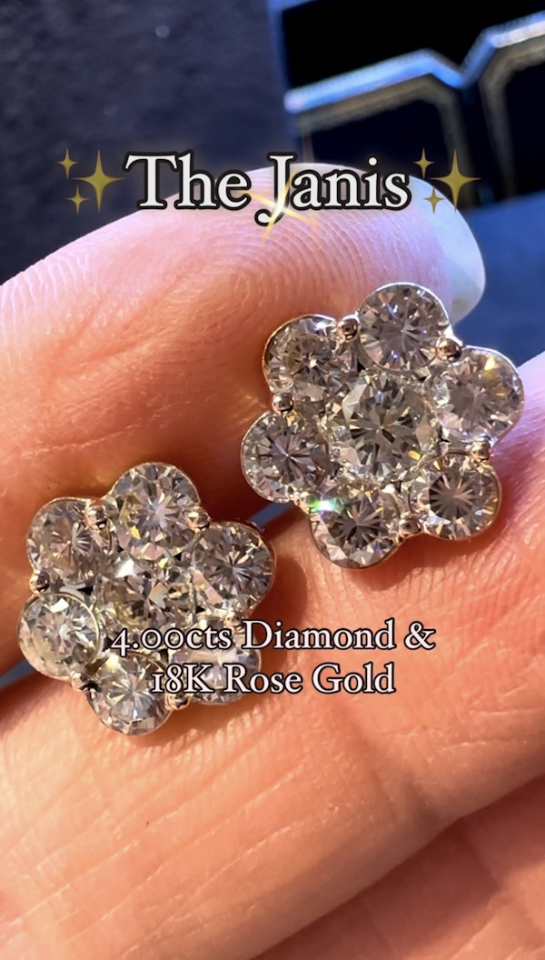 4.00ct Diamond Cluster Earrings - image 4