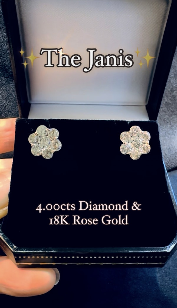 4.00ct Diamond Cluster Earrings - image 3