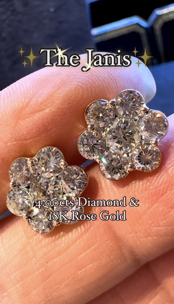 4.00ct Diamond Cluster Earrings - image 2