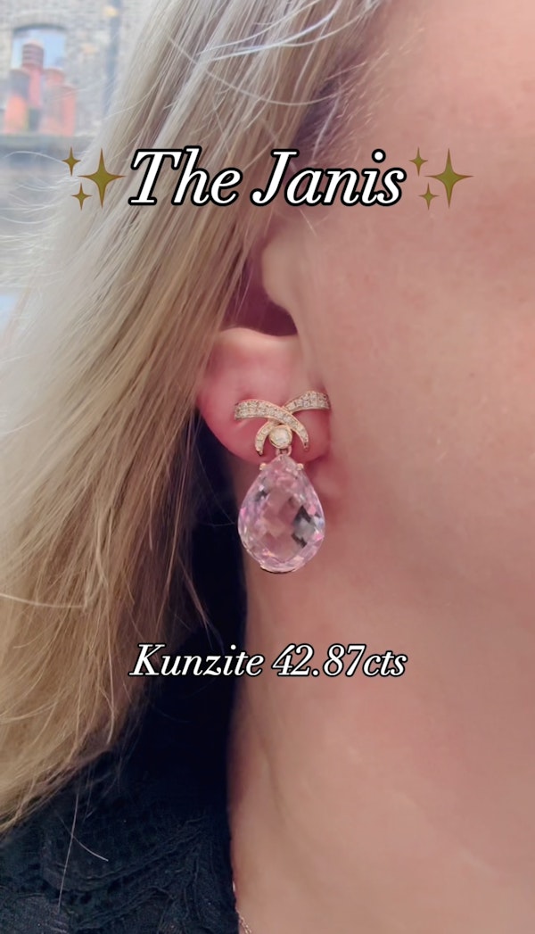 35.00ct Kunzite & 1.25ct Diamond Earrings - image 3