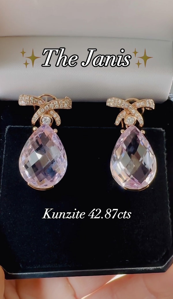 35.00ct Kunzite & 1.25ct Diamond Earrings - image 4