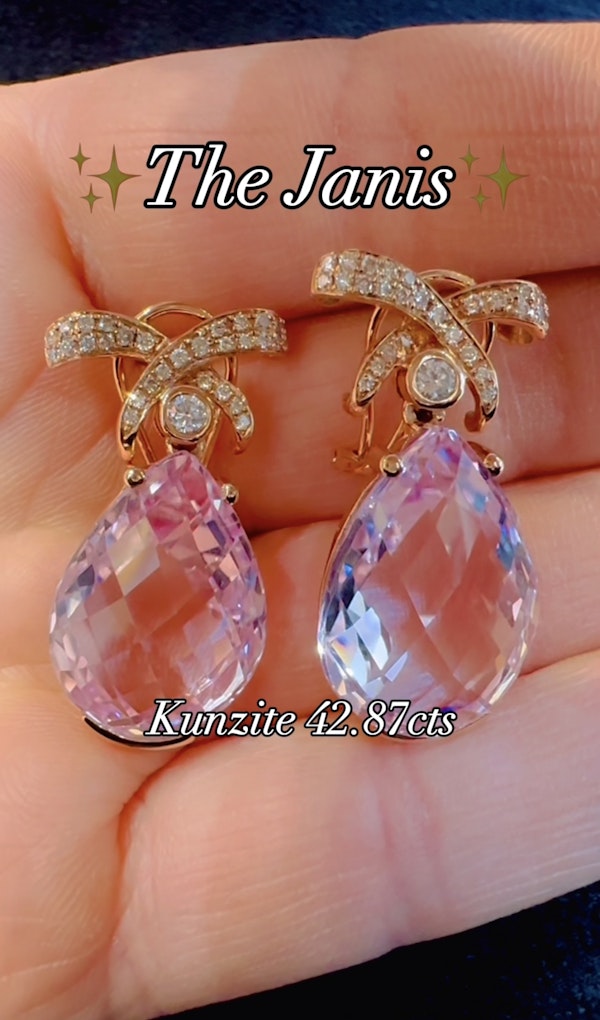 35.00ct Kunzite & 1.25ct Diamond Earrings - image 6