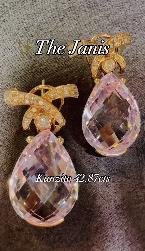 35.00ct Kunzite & 1.25ct Diamond Earrings - image 5