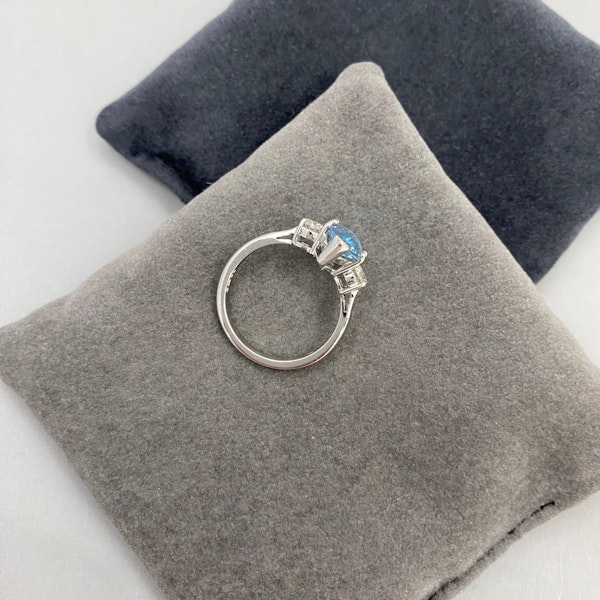 Aquamarine Diamond Ring in 18ct White Gold date London 1984, SHAPIRO & Co since1979 - image 3