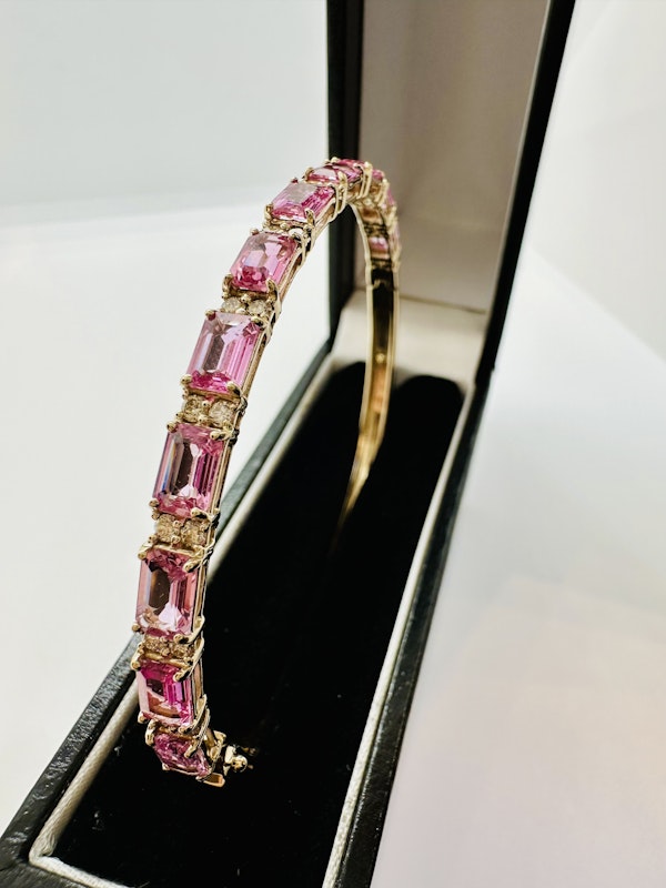 Pink Sapphire & Diamond Bangle. - image 2