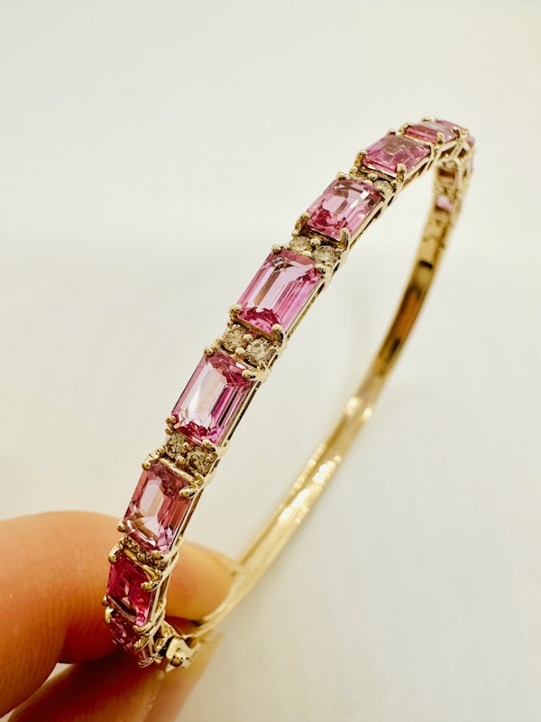 Pink Sapphire & Diamond Bangle. - image 9