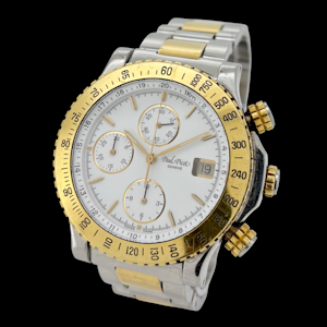 PAUL PICOT LE CHRONOGRAPHE STEEL/GOLD AUTOMATIC 21KT ROTOR FULL SET