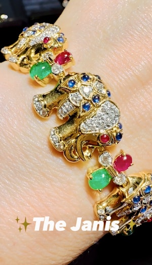 Multi-Gems Elephant Bracelet.