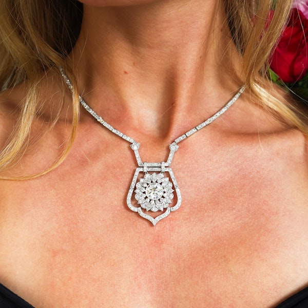 Art Deco Diamond and Platinum Pendant Necklace, 18.75ct - image 5