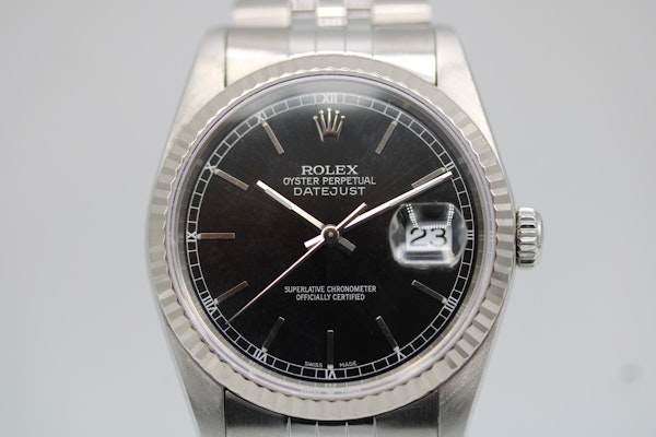 Rolex Datejust 36 36mm 16234 Black Baton Dial 1990 Box and Papers - image 4