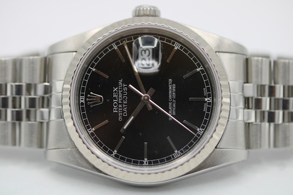 Rolex Datejust 36 36mm 16234 Black Baton Dial 1990 Box and Papers - image 9