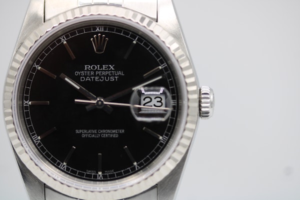 Rolex Datejust 36 36mm 16234 Black Baton Dial 1990 Box and Papers - image 8