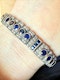 Silver & Gold, Blue Sapphire & Diamond Bracelet - image 8