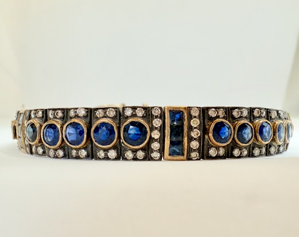 Silver & Gold, Blue Sapphire & Diamond Bracelet - image 7