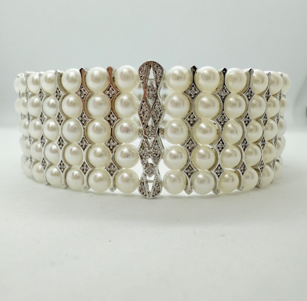 White Pearls & Diamond Bracelet - image 4