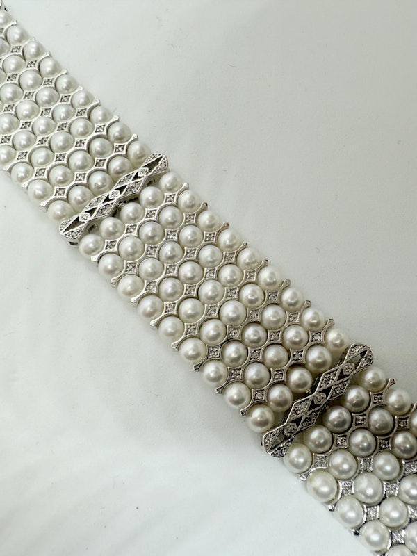 White Pearls & Diamond Bracelet - image 7