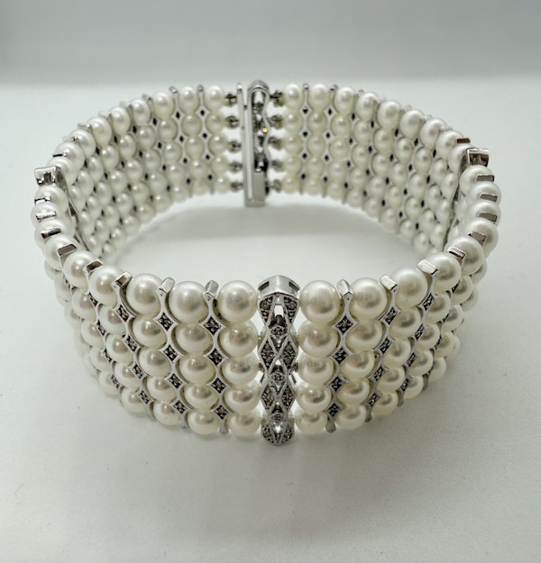 White Pearls & Diamond Bracelet - image 3