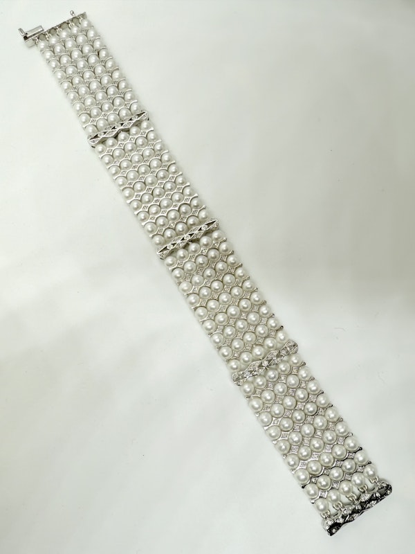 White Pearls & Diamond Bracelet - image 8