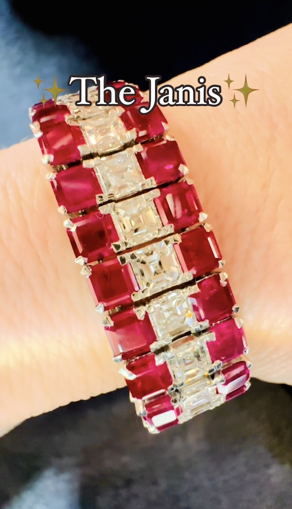 18K White Gold, 29.56ct Natural Ruby & 11.82ct Diamond bracelet - image 12