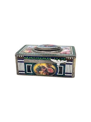 19th century continental silver enamel bird box c.1880s.