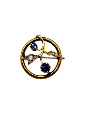 Russian gold, sapphire and diamond brooch, St Petersburg, c.1900