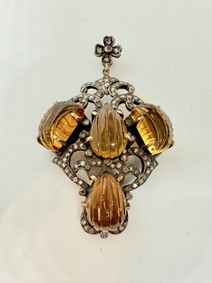 Gold & Silver, Diamond & Citrine Necklace.