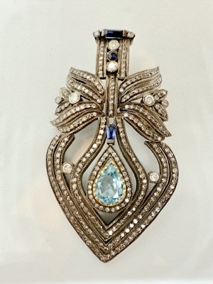 Gold & Silver, Diamond & Topaz Necklace.
