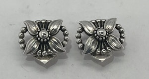 Georg Jensen Earrings Sterling Silver Clip on Heritage 1998 Made In Denmark. Mark Constable Unit 301